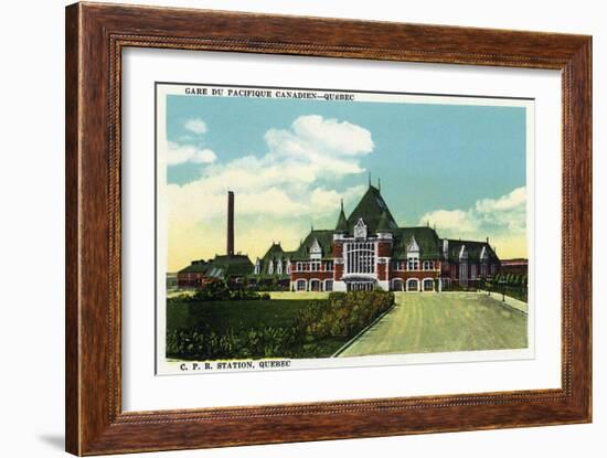 Quebec, Canada - Canadian Pacific Railroad Station Exterior-Lantern Press-Framed Art Print