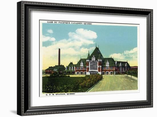 Quebec, Canada - Canadian Pacific Railroad Station Exterior-Lantern Press-Framed Art Print