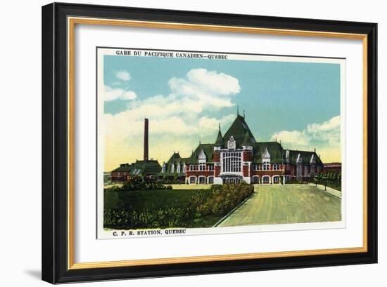 Quebec, Canada - Canadian Pacific Railroad Station Exterior-Lantern Press-Framed Art Print