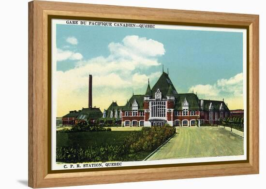 Quebec, Canada - Canadian Pacific Railroad Station Exterior-Lantern Press-Framed Stretched Canvas