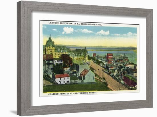 Quebec, Canada - Chateau Frontenac and Terrace Scene-Lantern Press-Framed Art Print