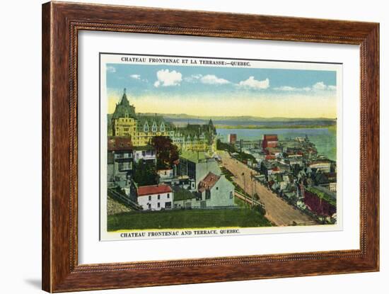 Quebec, Canada - Chateau Frontenac and Terrace Scene-Lantern Press-Framed Art Print