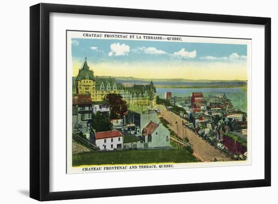 Quebec, Canada - Chateau Frontenac and Terrace Scene-Lantern Press-Framed Art Print