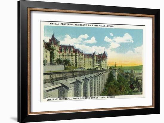 Quebec, Canada - Chateau Frontenac Overlooking Lower Town Scene-Lantern Press-Framed Art Print