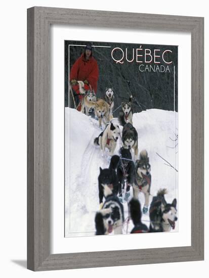 Quebec, Canada - Dogsled Scene-Lantern Press-Framed Art Print