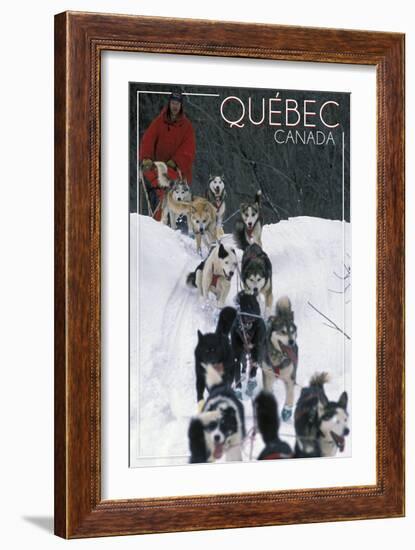 Quebec, Canada - Dogsled Scene-Lantern Press-Framed Art Print