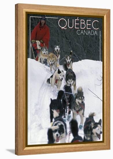 Quebec, Canada - Dogsled Scene-Lantern Press-Framed Stretched Canvas