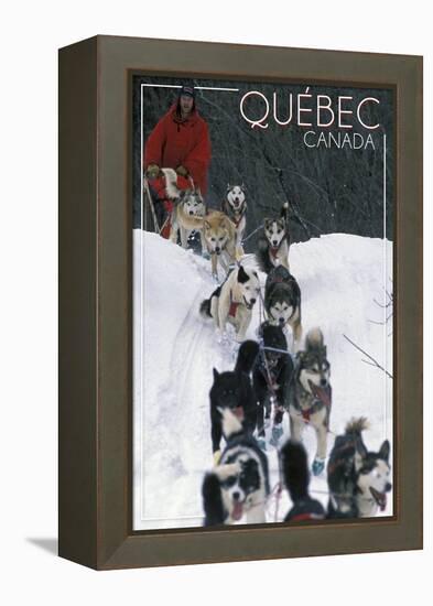 Quebec, Canada - Dogsled Scene-Lantern Press-Framed Stretched Canvas