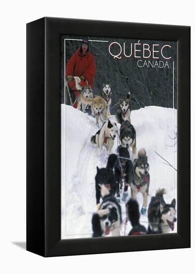 Quebec, Canada - Dogsled Scene-Lantern Press-Framed Stretched Canvas