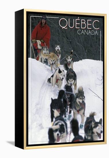 Quebec, Canada - Dogsled Scene-Lantern Press-Framed Stretched Canvas