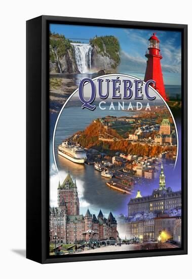 Quebec, Canada - Montage Scenes-Lantern Press-Framed Stretched Canvas