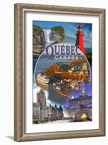 Quebec, Canada - Montage Scenes-Lantern Press-Framed Art Print