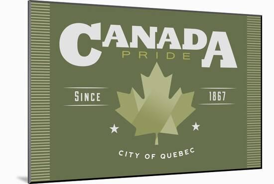 Quebec, Canada Pride - Green Maple Leaf Typography-Lantern Press-Mounted Art Print