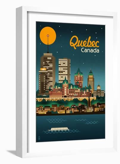 Quebec, Canada - Retro Skyline-Lantern Press-Framed Art Print