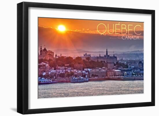 Quebec, Canada - Sunset over City-Lantern Press-Framed Art Print