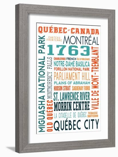 Quebec, Canada - Typography-Lantern Press-Framed Art Print