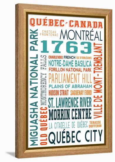 Quebec, Canada - Typography-Lantern Press-Framed Stretched Canvas