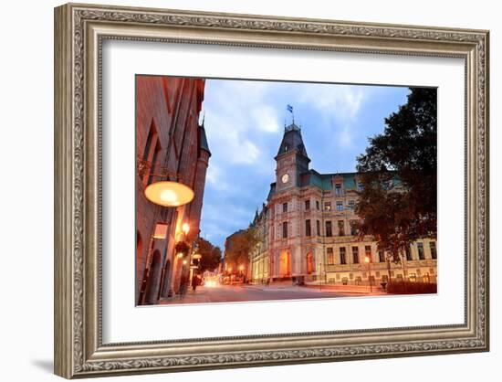 Quebec City Old Street at Dusk-null-Framed Art Print