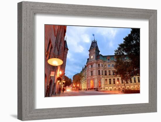 Quebec City Old Street at Dusk-null-Framed Art Print