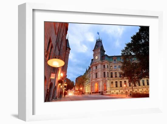 Quebec City Old Street at Dusk-null-Framed Art Print