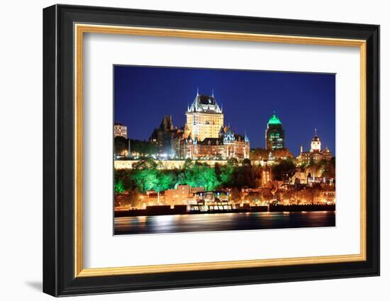 Quebec City Skyline at Dusk over River Viewed from Levis.-Songquan Deng-Framed Photographic Print