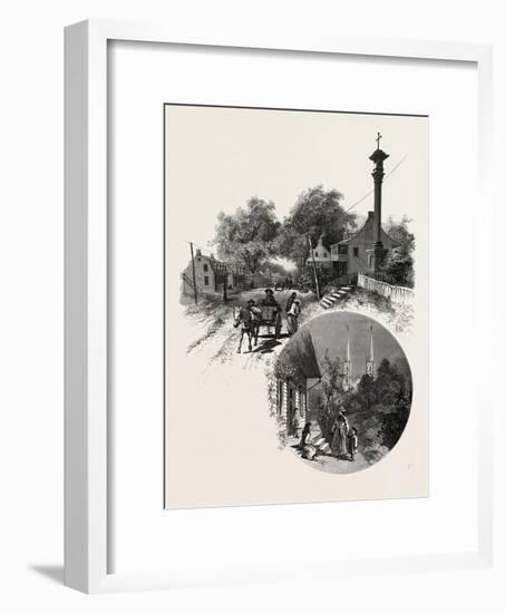 Quebec, Wayside Cross and Beauport Church, Canada, Nineteenth Century-null-Framed Giclee Print