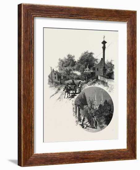 Quebec, Wayside Cross and Beauport Church, Canada, Nineteenth Century-null-Framed Giclee Print