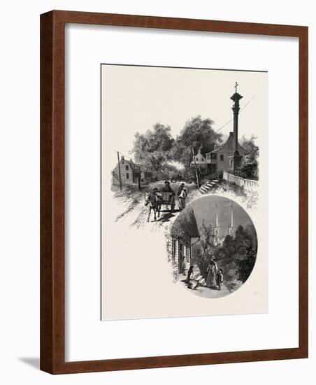 Quebec, Wayside Cross and Beauport Church, Canada, Nineteenth Century-null-Framed Giclee Print