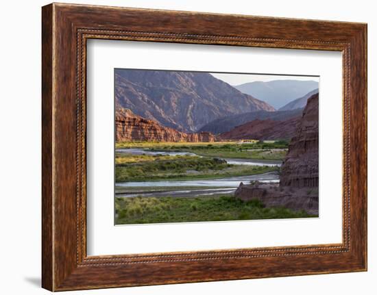 Quebrada de las Conchas. A canyon with rock formations created by Rio de las Conchas, Argentina-Martin Zwick-Framed Photographic Print