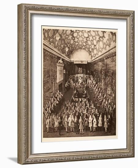 Queen Anne in the House of Lords, Pub. 1902-Peter Tillemans-Framed Giclee Print