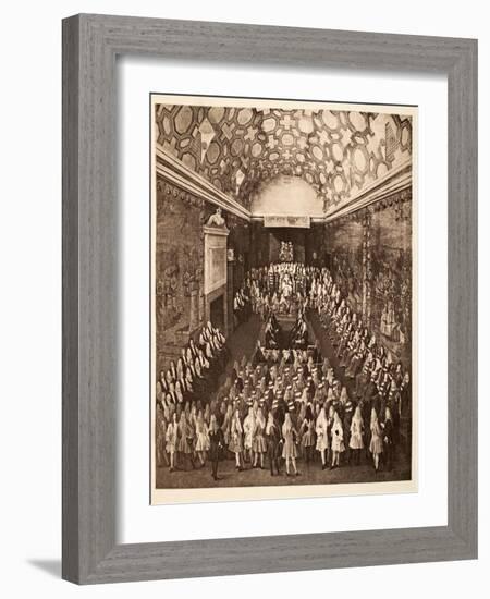 Queen Anne in the House of Lords, Pub. 1902-Peter Tillemans-Framed Giclee Print