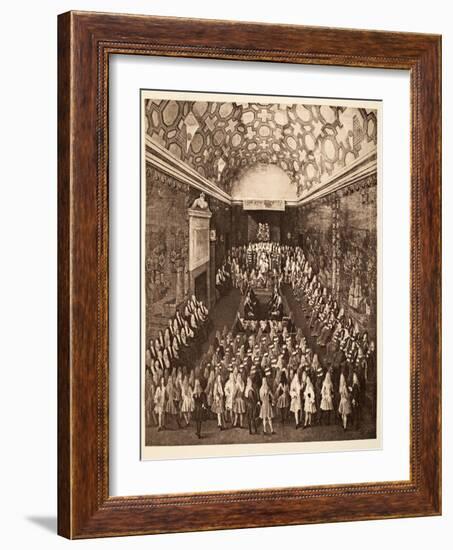 Queen Anne in the House of Lords, Pub. 1902-Peter Tillemans-Framed Giclee Print