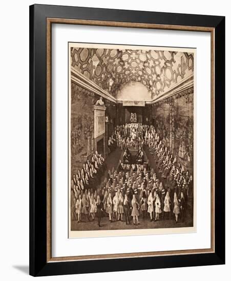 Queen Anne in the House of Lords, Pub. 1902-Peter Tillemans-Framed Giclee Print