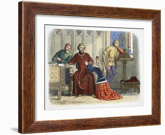 Queen Anne intercedes with Gloucester and Arundel for Sir Simon de Burley, 1388 (1864)-James William Edmund Doyle-Framed Giclee Print