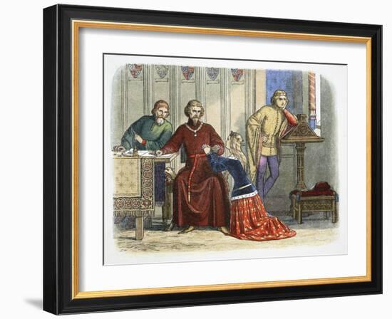 Queen Anne intercedes with Gloucester and Arundel for Sir Simon de Burley, 1388 (1864)-James William Edmund Doyle-Framed Giclee Print