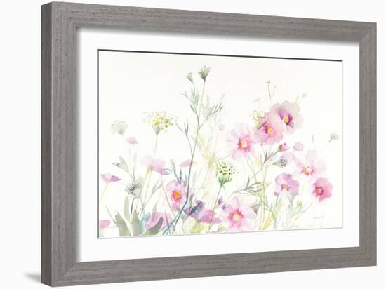 Queen Annes Lace and Cosmos on White-Danhui Nai-Framed Art Print