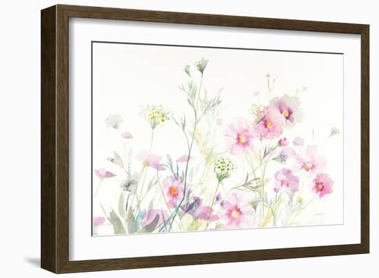 Queen Annes Lace and Cosmos on White-Danhui Nai-Framed Art Print