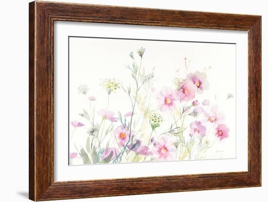 Queen Annes Lace and Cosmos on White-Danhui Nai-Framed Art Print