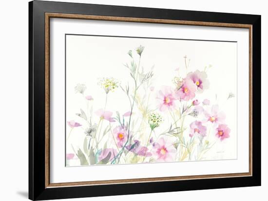 Queen Annes Lace and Cosmos on White-Danhui Nai-Framed Art Print