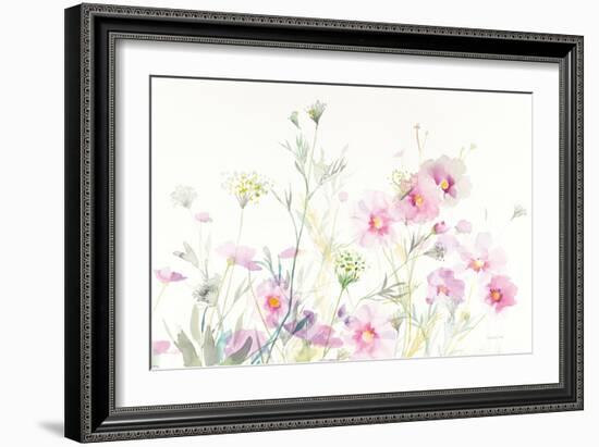 Queen Annes Lace and Cosmos on White-Danhui Nai-Framed Art Print