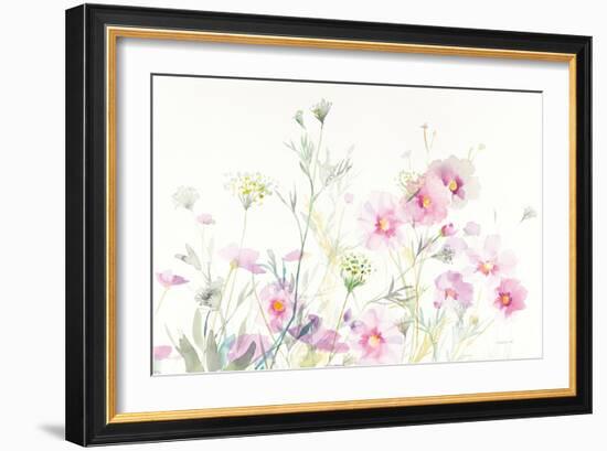 Queen Annes Lace and Cosmos on White-Danhui Nai-Framed Art Print