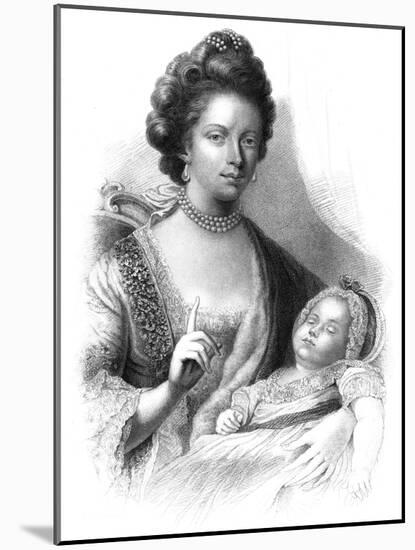 Queen Charlotte (1744-181) with the Future King George IV (1762-183), 19th Century-Henry Adlard-Mounted Giclee Print
