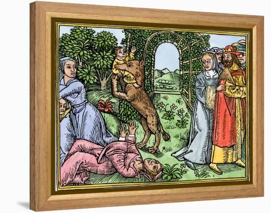 Queen Despaigne Causes Her Stepson to Be Carried Off by a Werewolf in Medieval France-null-Framed Premier Image Canvas