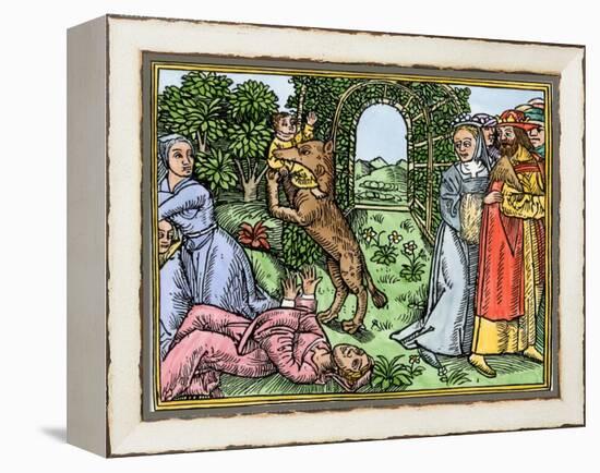 Queen Despaigne Causes Her Stepson to Be Carried Off by a Werewolf in Medieval France-null-Framed Premier Image Canvas