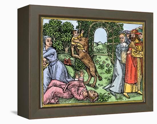 Queen Despaigne Causes Her Stepson to Be Carried Off by a Werewolf in Medieval France-null-Framed Premier Image Canvas