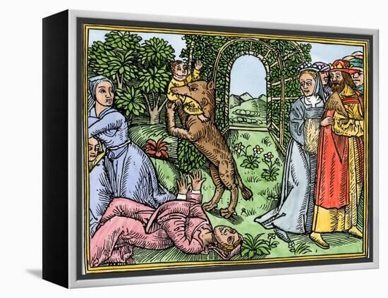 Queen Despaigne Causes Her Stepson to Be Carried Off by a Werewolf in Medieval France-null-Framed Premier Image Canvas