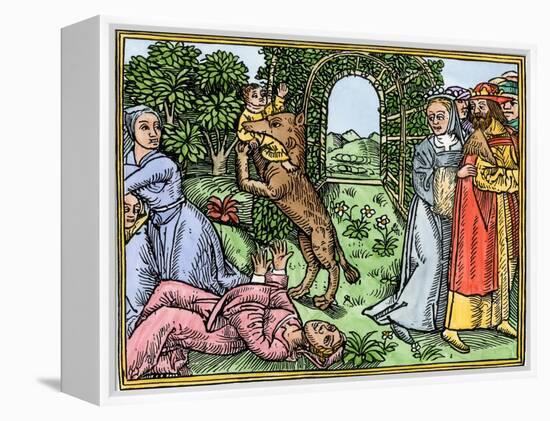 Queen Despaigne Causes Her Stepson to Be Carried Off by a Werewolf in Medieval France-null-Framed Premier Image Canvas