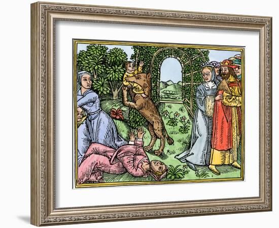 Queen Despaigne Causes Her Stepson to Be Carried Off by a Werewolf in Medieval France-null-Framed Giclee Print