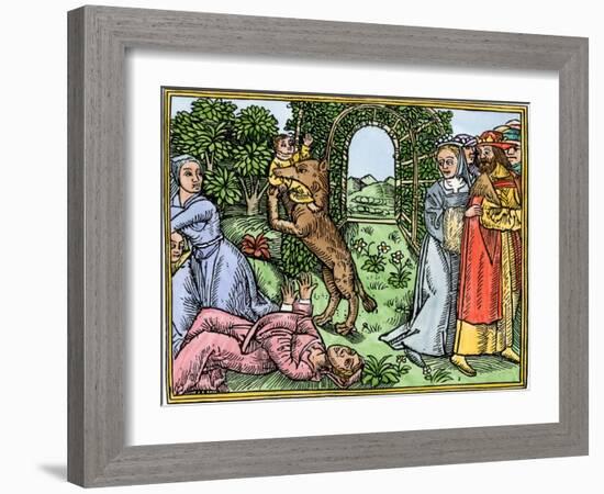 Queen Despaigne Causes Her Stepson to Be Carried Off by a Werewolf in Medieval France-null-Framed Giclee Print