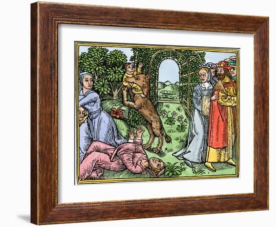 Queen Despaigne Causes Her Stepson to Be Carried Off by a Werewolf in Medieval France-null-Framed Giclee Print